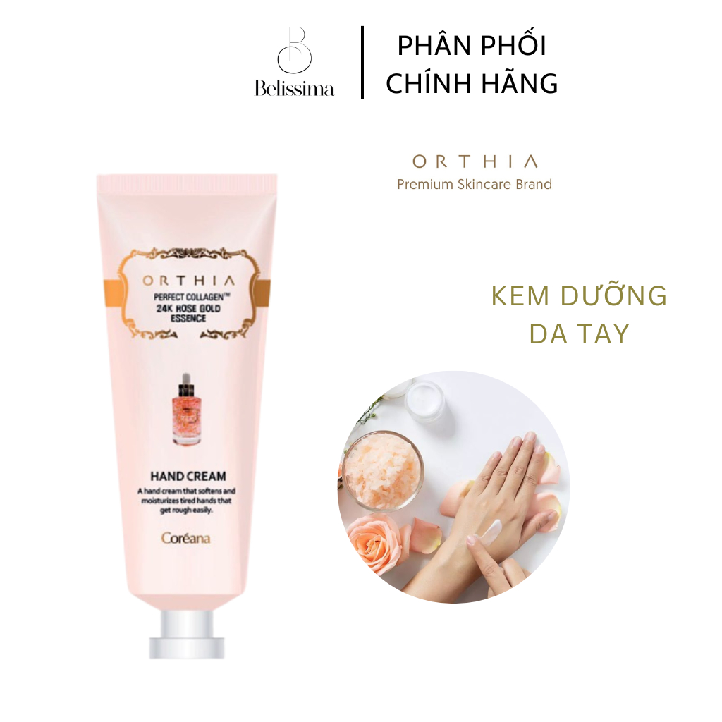 Kem Dưỡng Da Tay Tinh Chất Collagen Hoàn Hảo Coreana Orthia 24K Gold Rose Essence Hand Cream 50ml