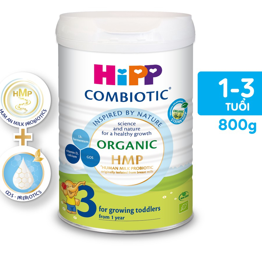 [Mẫu Mới] Sữa HiPP 3 Organic Combiotic 800g hỗ trợ tiêu hóa và tăng chiều cao Date 2024 - 1 Đổi 1 Nếu Lỗi NSX