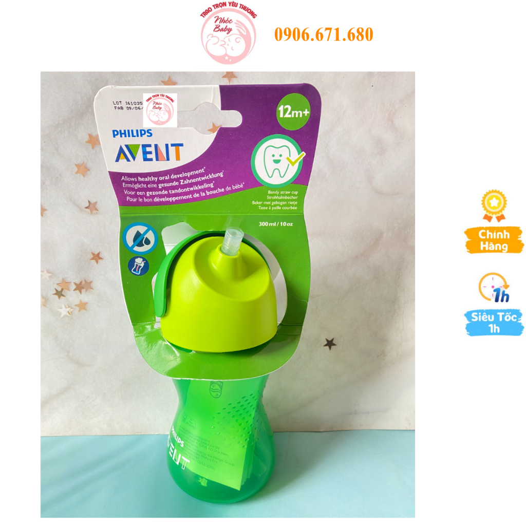 Bình nước tập hút Philips Avent có ống hút chống sặc 300ml cho bé từ 12 tháng tuổi SCF 798.00 - 1 Đổi 1 Nếu Lỗi NSX