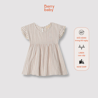 Váy đầm bé gái BERRY dáng xòe vai cánh tiên vải linen sợi lanh cao cấp LUNA