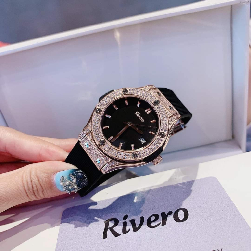 New 2022 Đồng Hồ Nữ Rivero , Size 34mm , Dây Cao Su Màu Xám