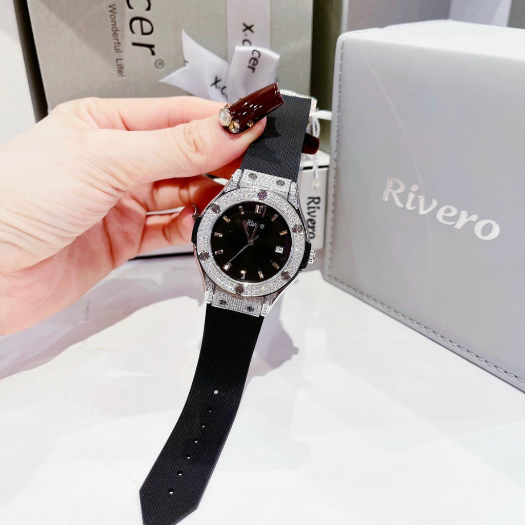 New 2022 Đồng Hồ Nữ Rivero , Size 34mm , Dây Cao Su Màu Xám