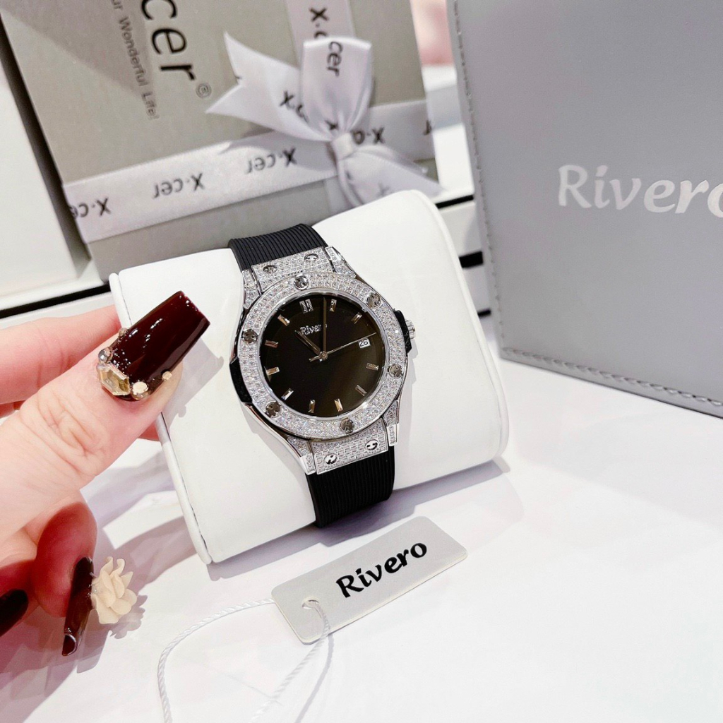 New 2022 Đồng Hồ Nữ Rivero , Size 34mm , Dây Cao Su Màu Xám