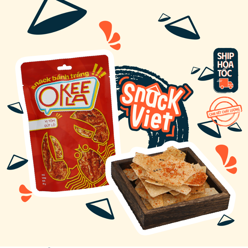 Snack Bánh Tráng OKEELA Vị Tôm Đút Lò - Túi 30g Đồ Ăn Vặt Giá Rẻ Sài Gòn