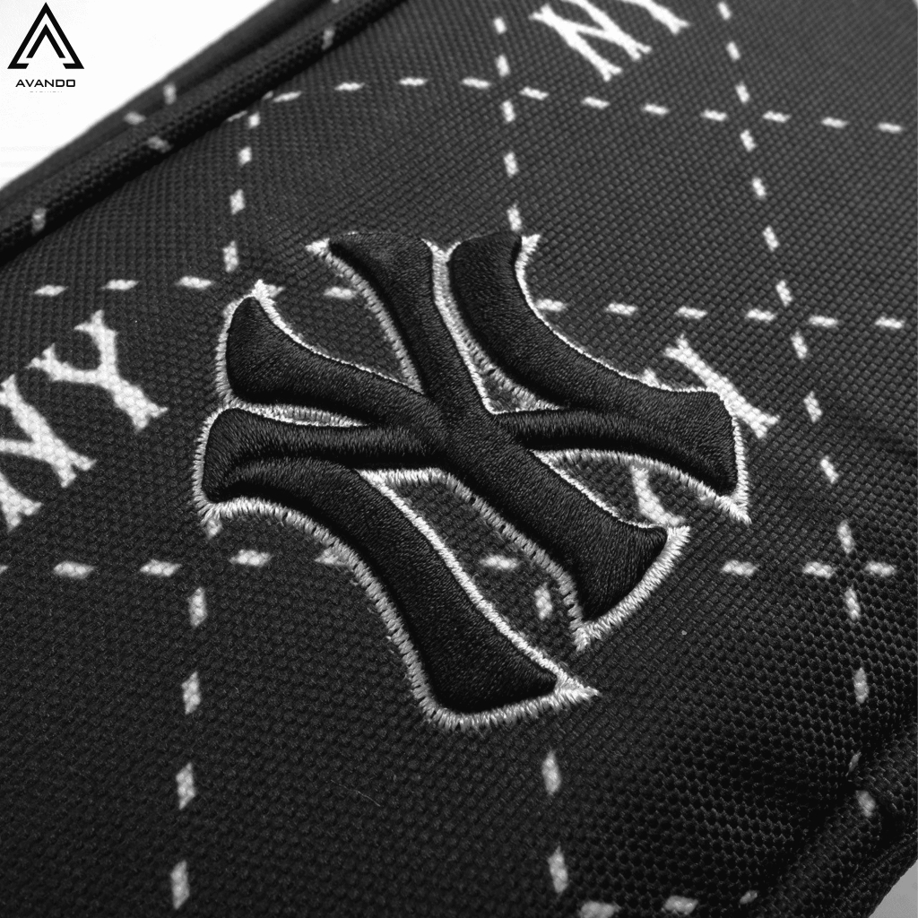 Túi NY MLB Unisex Black Ripstop Nylon Cao Cấp Có Túi Nhỏ, Hàng Xuất Full Tem Tag, Túi Đeo MLB NY Mini Mono