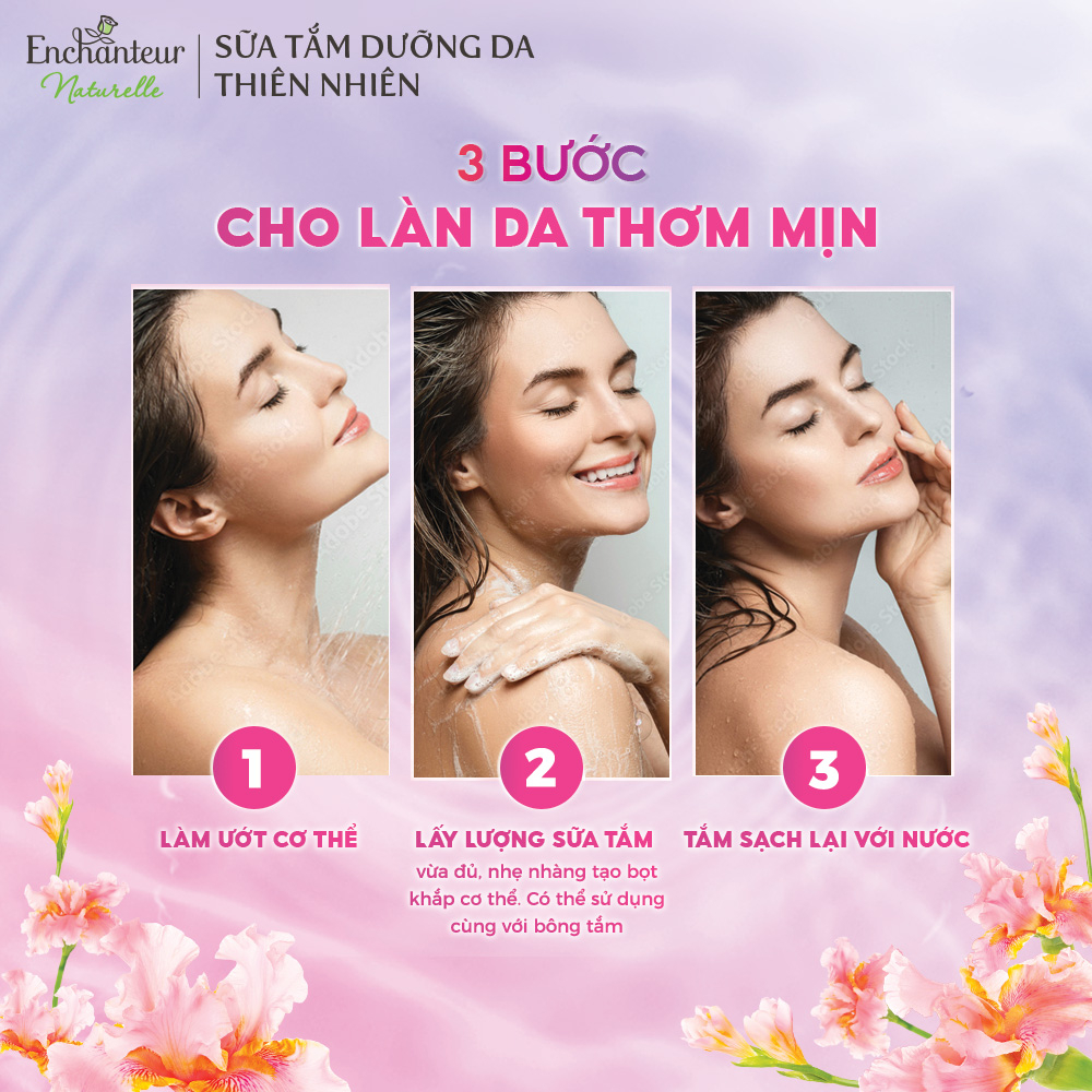 Sữa tắm dưỡng da Enchanteur Naturelle hương hoa Lavender/ Iris 510gr/Chai