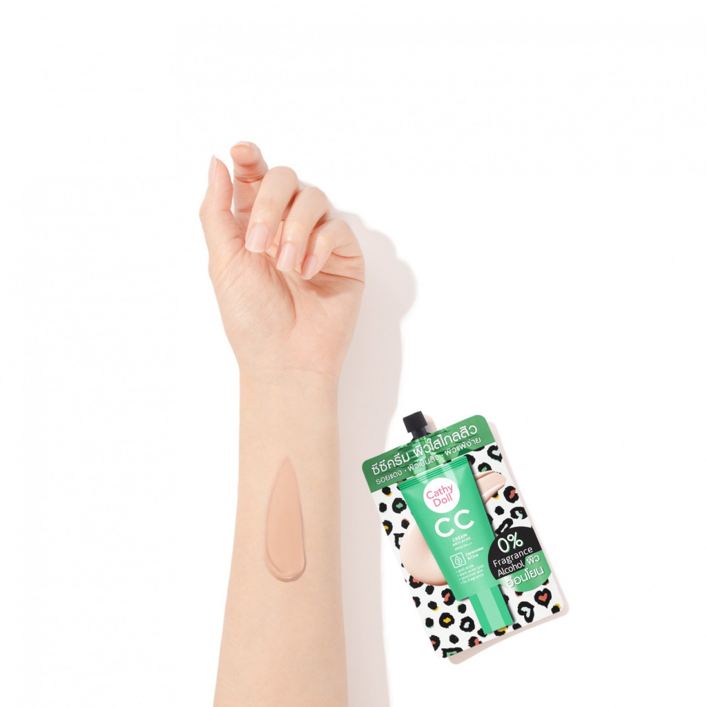 Kem Nền CC Cream Cathy Doll Speed Cover Anti Acne SPF50 PA+++ Mỏng Nhẹ Tip 7ml