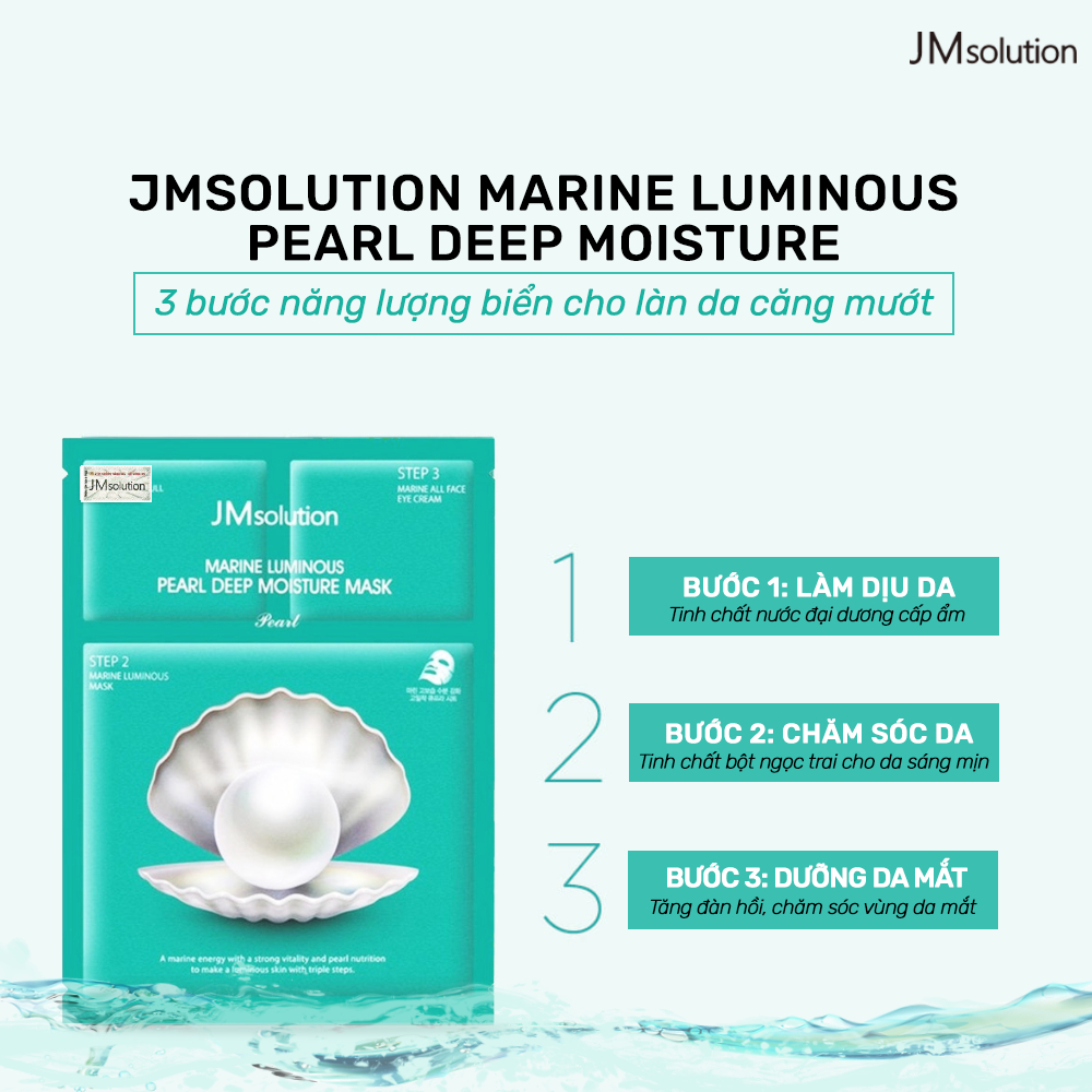 JM Solution Mặt Nạ Ngọc Trai Trắng 3 Bước [MIẾNG LẺ] JM Solution Marine Luminous Pearl Deep Moisture Mask