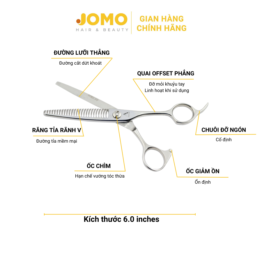 Kéo Tỉa Tóc AKAFUJI TA 262 răng cong SIZE 6.0 inches Thép Nhật - Jomo Hair & Beauty