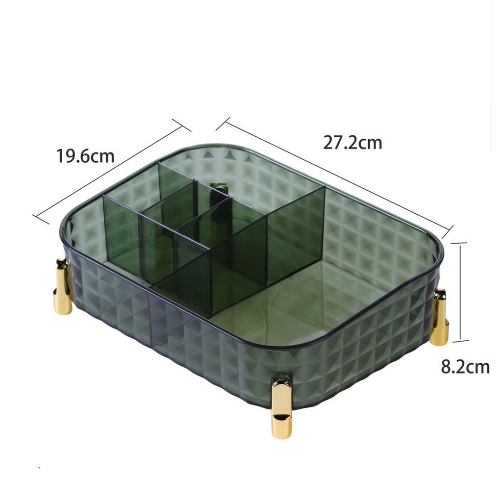 Khay đựng mỹ phẩm trong suốt, hộp đựng đồ để bàn có chân đế sang trọng