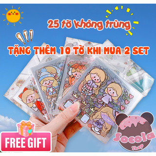 [Mua 2 tặng thêm 10 tờ]Set 25 tờ sticker (PET) siu cute dán trang trí nhiều mẫu không trùng hình