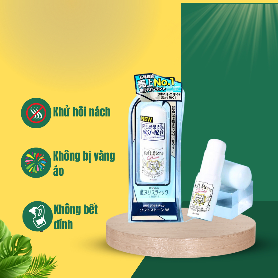 Thanh Lăn khử mùi hôi và ngăn ngừa mồ hôi đá khoáng Soft Stone Nhật Bản giảm hôi nách không vàng áo