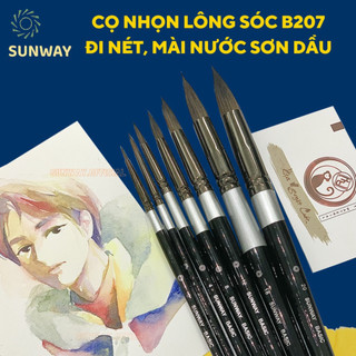 Cọ vẽ lông sóc đầu tròn thân đen sunway theartshop
