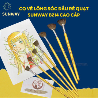 Cọ vẽ lông sóc đầu quạt thân vàng sunway theartshop