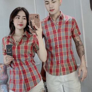 Áo sơ mi nam nữ cao cấp chất đũi nhật sọc caro nhiều màu chuẩn form