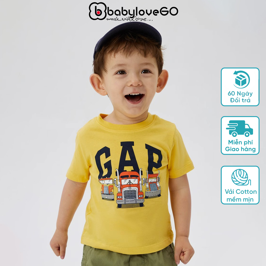 Áo thun bé trai BabyloveGO mẫu mới 2023 áo phông cộc tay in hình xe cứu hộ GAP HI060