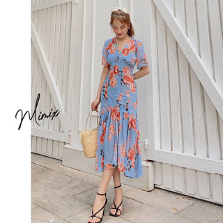 Đầm hoa ngực sò MIMIX đắp chéo xẻ tà duyên dáng BB2190