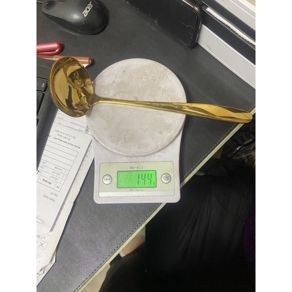 Môi múc canh, muôi ăn lẩu mạ vàng cán đặc 9209 TC