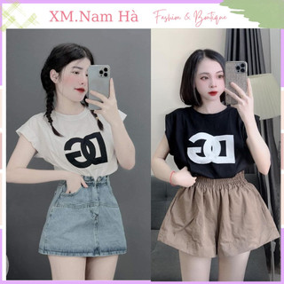 Áo thun nữ DG tay hến chất cotton khô xịn xò kèm túi zip,áo phông nữ tay hến thấm hút mồ hôi
