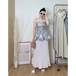 ( Ảnh thật ) 6630 chân váy mặt nhăn trơn dáng dài