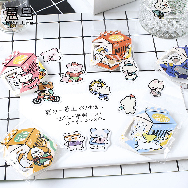 Sticker hình hộp sữa dễ thương