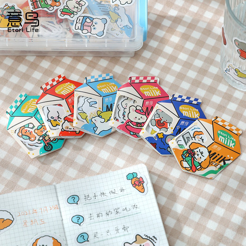 Sticker hình hộp sữa dễ thương