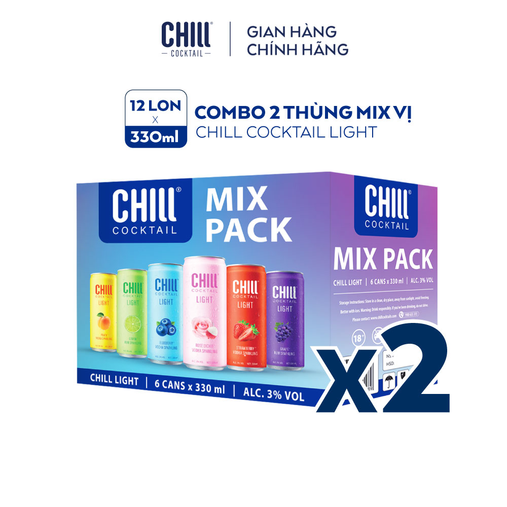 Combo 2 thùng 6 lon Chill Cocktail mix vị 330ml/lon