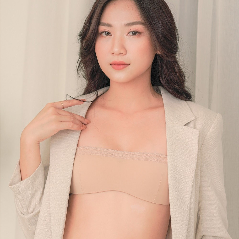 Áo Lót Nữ Quây Không Gọng Mút Mỏng Leveche Đa Năng Trơn Phối Ren Thoải Mái Da Đậm (Mustoto MA27)