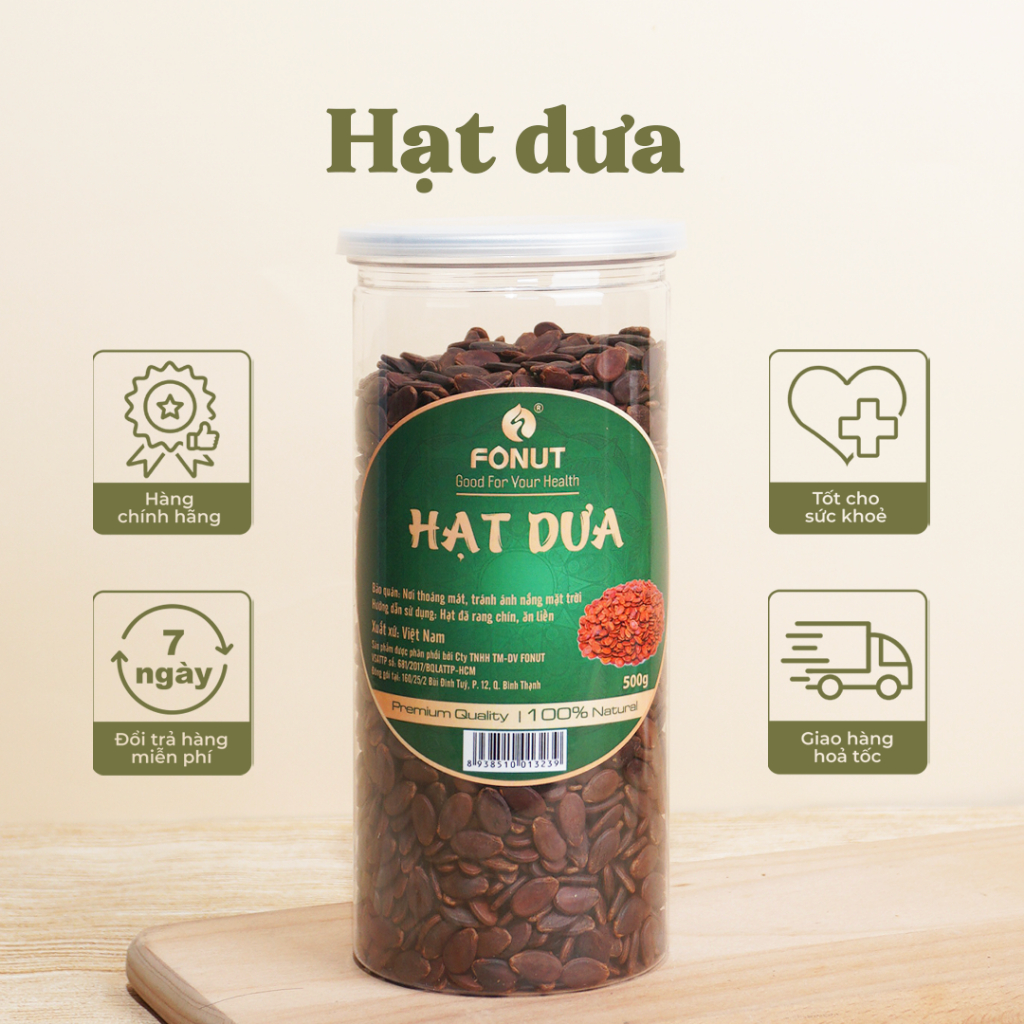 Hạt dưa rang Fonut hũ 500g hạt dinh dưỡng phù hợp cho người ăn kiêng, quà tết