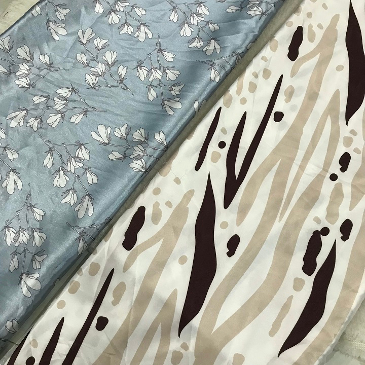 Khúc Vải Satin Hoa Khổ 1m5 - Chất Láng Bóng, Co Giãn Nhẹ, Mềm Rũ - May Váy Đầm