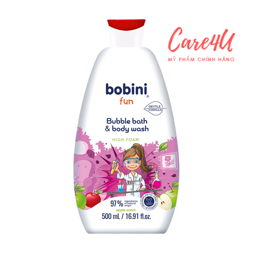 Gel tắm tạo bọt cho trẻ em Bobini Fun mềm mịn 1+ tuổi 500ML (nhiều mùi