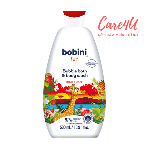 Gel tắm tạo bọt cho trẻ em Bobini Fun mềm mịn 1+ tuổi 500ML (nhiều mùi
