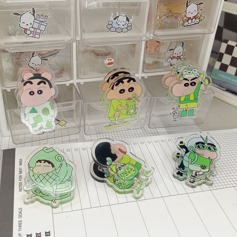 Balltest💜Kẹp Giấy Ghi Chú Bằng Acrylic Kiểu Hoạt Hình Cậu Bé Bút Chì Đáng Yêu