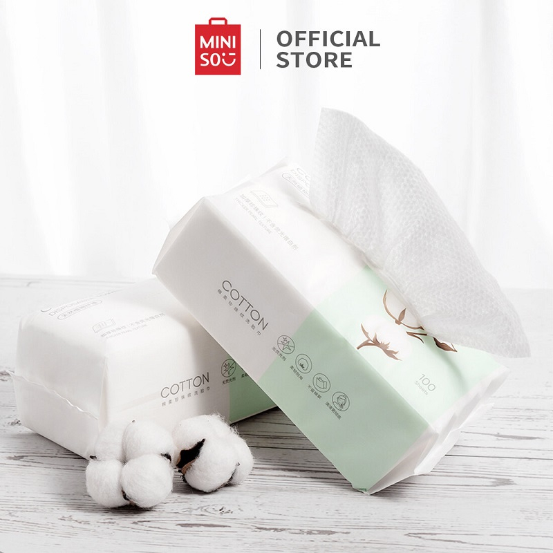 MINISO Khăn lau mặt dùng 1 lần trong Bông tẩy trang 100 miếng cotton pads miniso Bông trang điểm