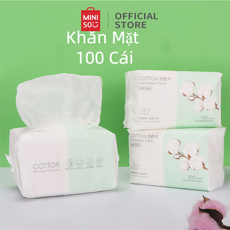 MINISO Khăn lau mặt dùng 1 lần trong Bông tẩy trang 100 miếng cotton pads miniso Bông trang điểm