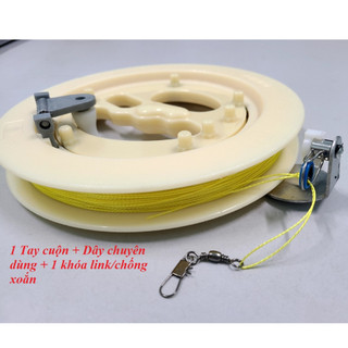 Dụng cụ cuộn dây diều size 18T + 200m dây + khóa link/chống xoắn
