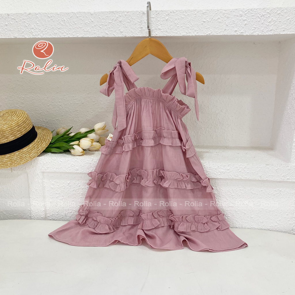 Váy hai dây cho bé gái ROLIA mặc lên xinh điệu đà dễ mặc cho bé có size từ 2-10 tuổi V158