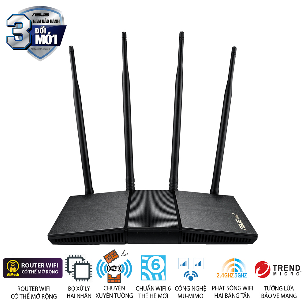 Router Wi-Fi 6 Xuyên Tường Gigabit AX1800 RT-AX1800HP