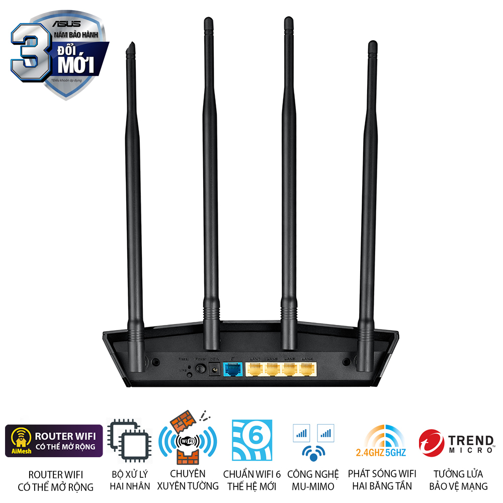 Router Wi-Fi 6 Xuyên Tường Gigabit AX1800 RT-AX1800HP