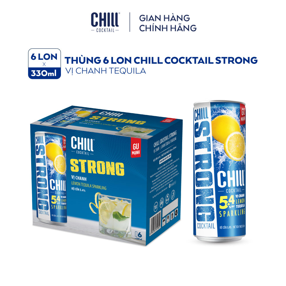 Thùng 6 lon Chill Cocktail Strong vị Chanh Tequila (330ml/lon)