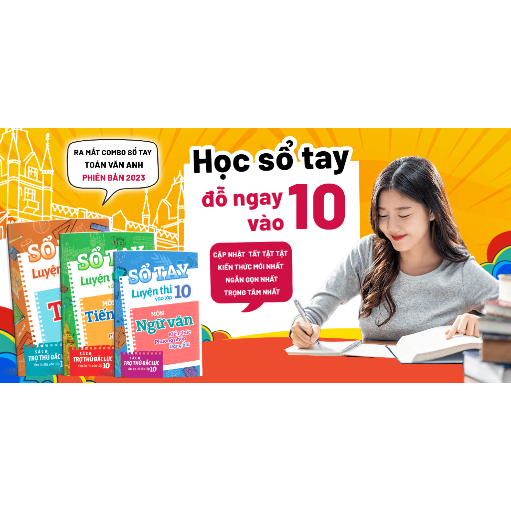 Sách - Combo Sổ tay luyện thi vào lớp 10 Môn Toán - Văn - Anh - Lẻ tùy chọn