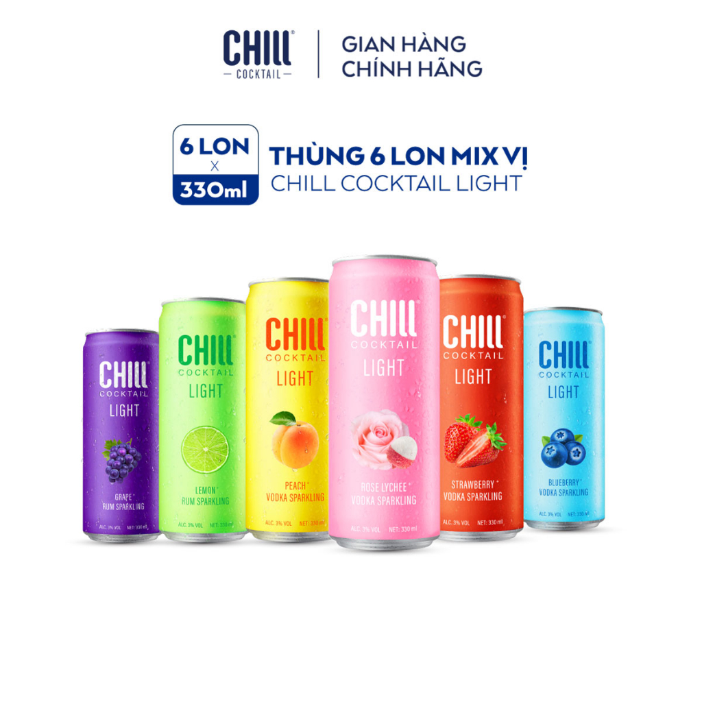 Thùng 6 lon Chill Cocktail mix vị 330ml/lon