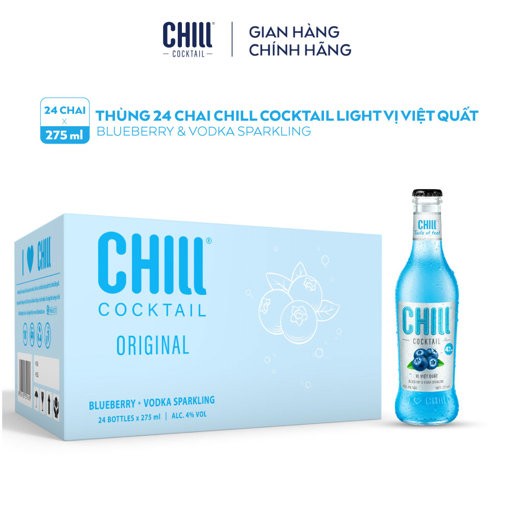 Thùng 24 chai Chill Cocktail vị Việt Quất 275ml/chai