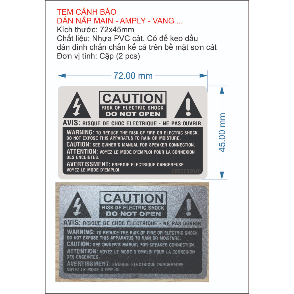 Tem cảnh báo main - amply