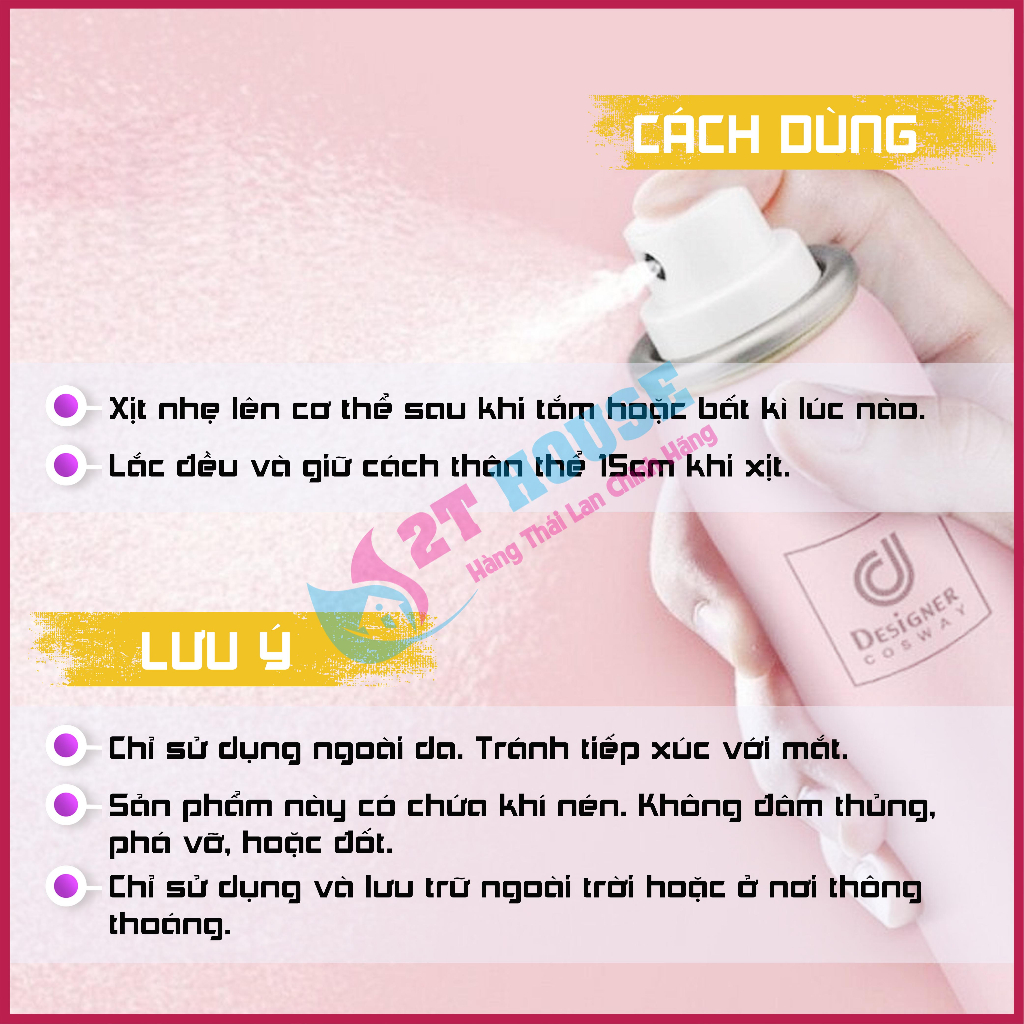 Xịt thơm body Spray toàn thân Designer Collection Rseries Thái Lan chai 75ml 2T House Shop Hàng Thái Lan Nội Địa