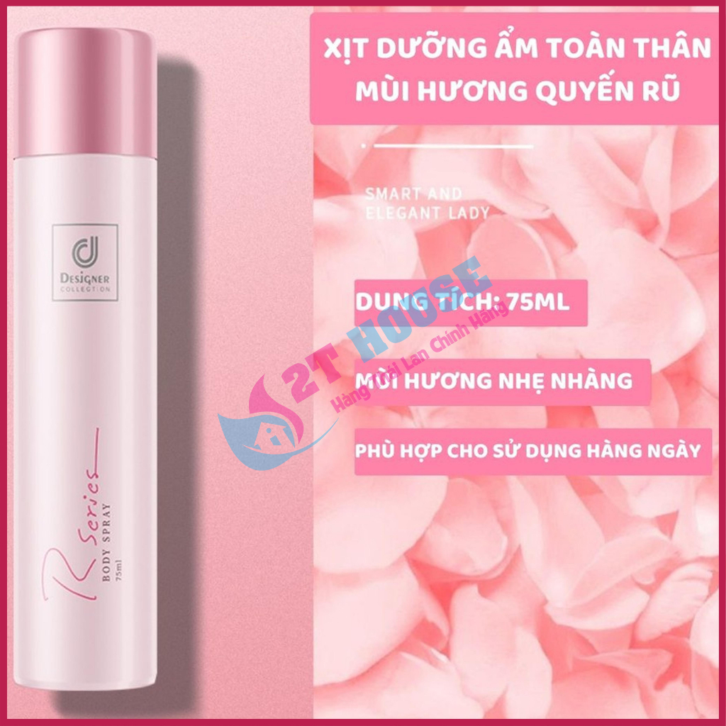 Xịt thơm body Spray toàn thân Designer Collection Rseries Thái Lan chai 75ml 2T House Shop Hàng Thái Lan Nội Địa