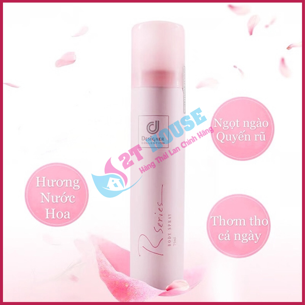 Xịt thơm body Spray toàn thân Designer Collection Rseries Thái Lan chai 75ml 2T House Shop Hàng Thái Lan Nội Địa
