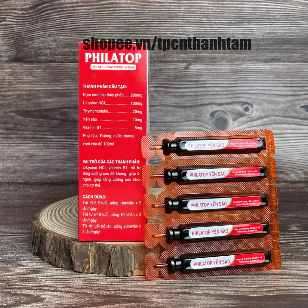 Siro ăn ngon cho bé PHILATOP yến sào, đông trùng hạ thảo giúp bé ăn ngon miệng, tăng đề kháng, tăn cường sức khỏe-20 ống