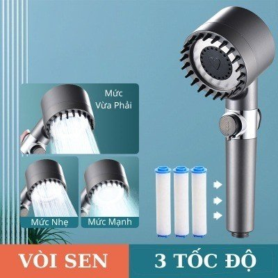 [ Kèm Dây ] Vòi Hoa Sen Tăng Áp 3 Chế Độ Xả Nước, Có Đầu Massage Cao Cấp, Tiết Kiệm Điện Công Tắc Bật Tắt Dễ Dàng