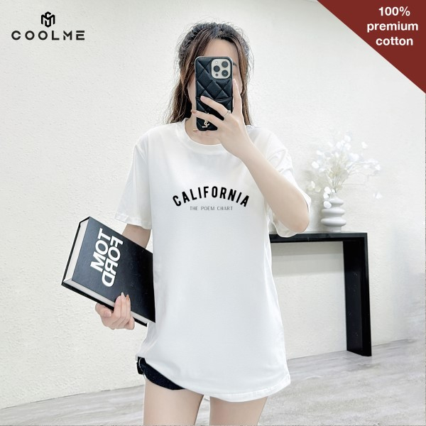 Áo thun nam nữ California/ White tay lỡ dáng rộng chất cotton premium 4 chiều thoáng mát, không bai xù-Coolme